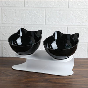 Elevated Double Cat Feeder Bowl with Anti Slip Bottom - Pets R Kings