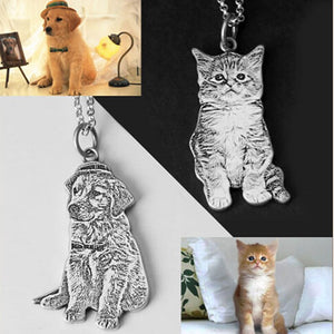 Engraved Photo Necklace With Your Beloved Pet Best Memorable Gift (925 Sterling Silver) - Pets R Kings