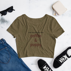 Coffee & Puppy Women’s Crop Tee - Pets R Kings