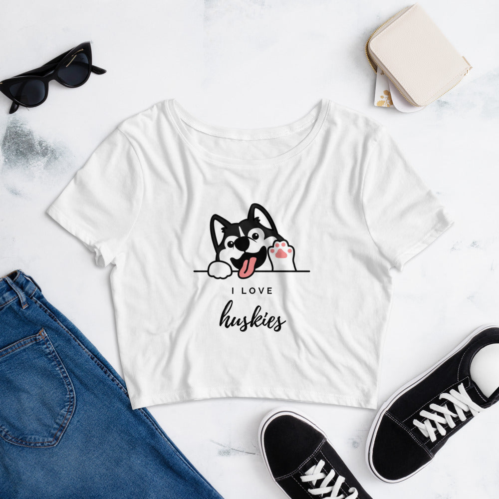 I Love Huskies Women's Crop Tee - Pets R Kings