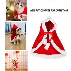 Pet Dog Cat Christmas Cloak Halloween Party Costume Clothes Cute Red Festival Shawl Kitten Puppy Dressing Accessories - Pets R Kings