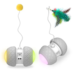 Pet Toy Funny Cat Two-wheel Drive USB Car Toy Interactive LED Colorful Lights Automatic Funny Cat Stick Household Pet Supplies - Pets R Kings