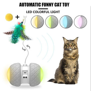 Pet Toy Funny Cat Two-wheel Drive USB Car Toy Interactive LED Colorful Lights Automatic Funny Cat Stick Household Pet Supplies - Pets R Kings