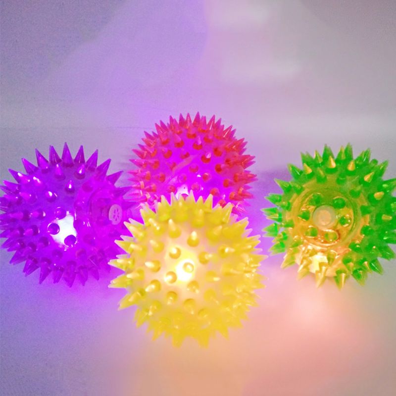 5 Pcs Light-up LED Bite Ball Dog and Cat Flashing Sensory Fun Blinking Spiky Pet Toy E65B - Pets R Kings