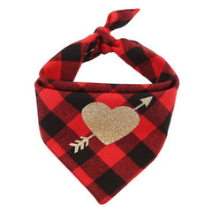 Cotton Love Heart Pet Neckerchief Dog Scarf Saliva Towel for Valentine - Pets R Kings