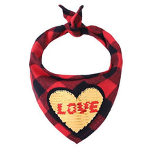 Cargar imagen en el visor de la galería, Valentine&#39;s Day Pet Bib Holiday Party Dog Scarf Pet Bib Decorative Collar Washable Valentine Bib Red Plaid - Pets R Kings