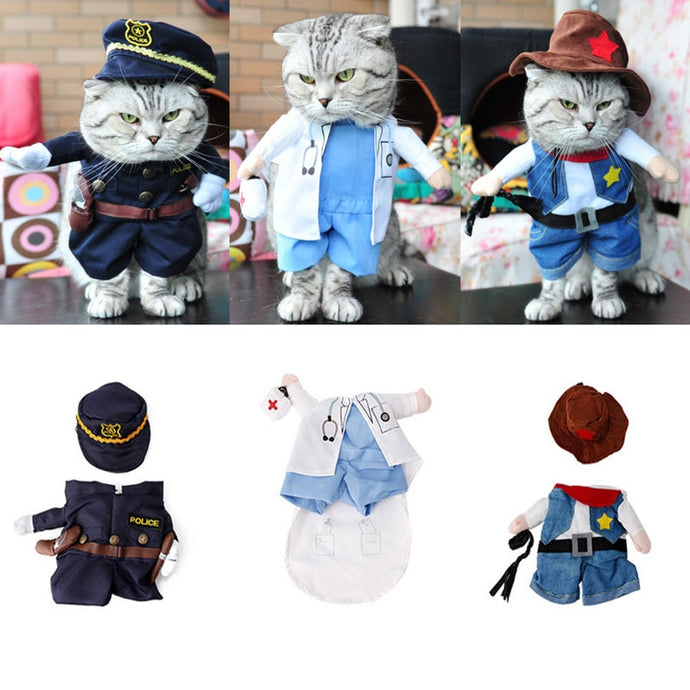 Funny Cat Doctor, Policeman, Cowboy, Halloween Costume - Pets R Kings