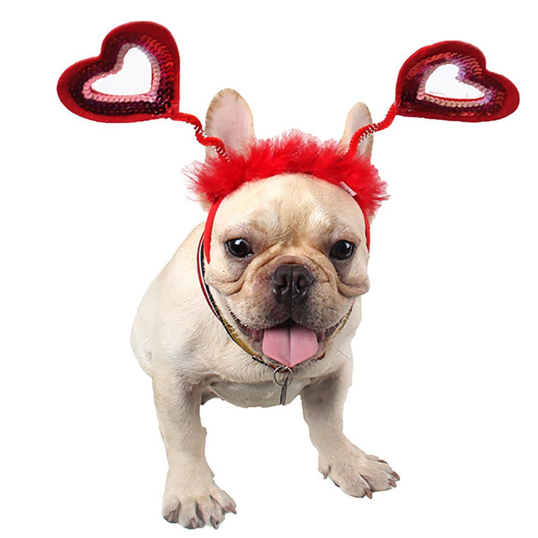 Pet Headband Heart Shape Pet Headwear Pet Costume Headband Valentine's Day Pet's Headband Costume Dog Cat Cosplay Party Product - Pets R Kings